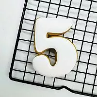 Пряник имбирный "5" белый, 8см