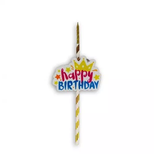 Топпер-свеча "Happy Birthday с короной" с подсветкой Топпер-свеча "Happy Birthday с короной" с подсветкой