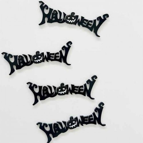Набор зеркальных акриловых топперов "Halloween" надпись, черный Набор зеркальных акриловых топперов "Halloween" надпись, черный