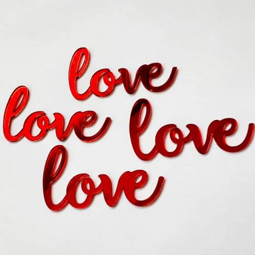 Набор зеркальных топперов "LOVE" красный, 4 шт Набор зеркальных топперов "LOVE" красный, 4 шт