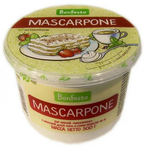 Творожный сыр Маскарпоне Mascarpone Bonfesto 78%, 0.5кг