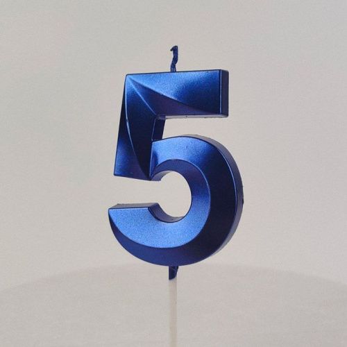 Свеча цифра "5", синяя Свеча цифра "5", синяя