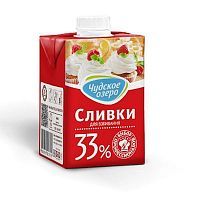 Сливки "Чудское озеро" 33%, 0.5л.