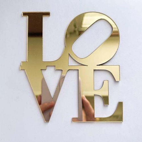 Зеркальный акриловый топпер "LOVE"квадрат, золото