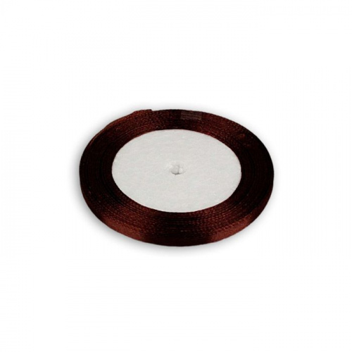Лента атласная, 6мм, коричневый фото 2